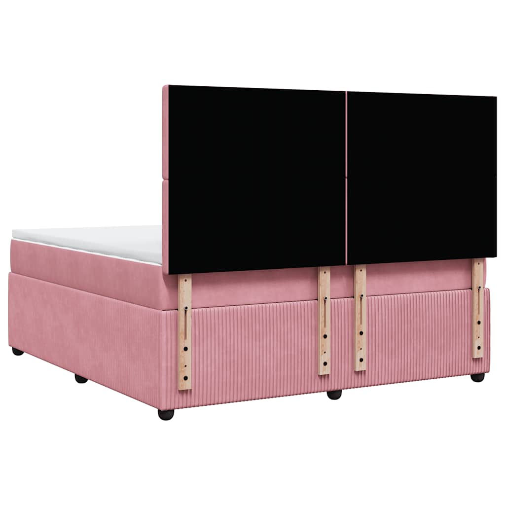 vidaXL Κρεβάτι Boxspring με Στρώμα Ροζ 180x200 εκ. Βελούδινο