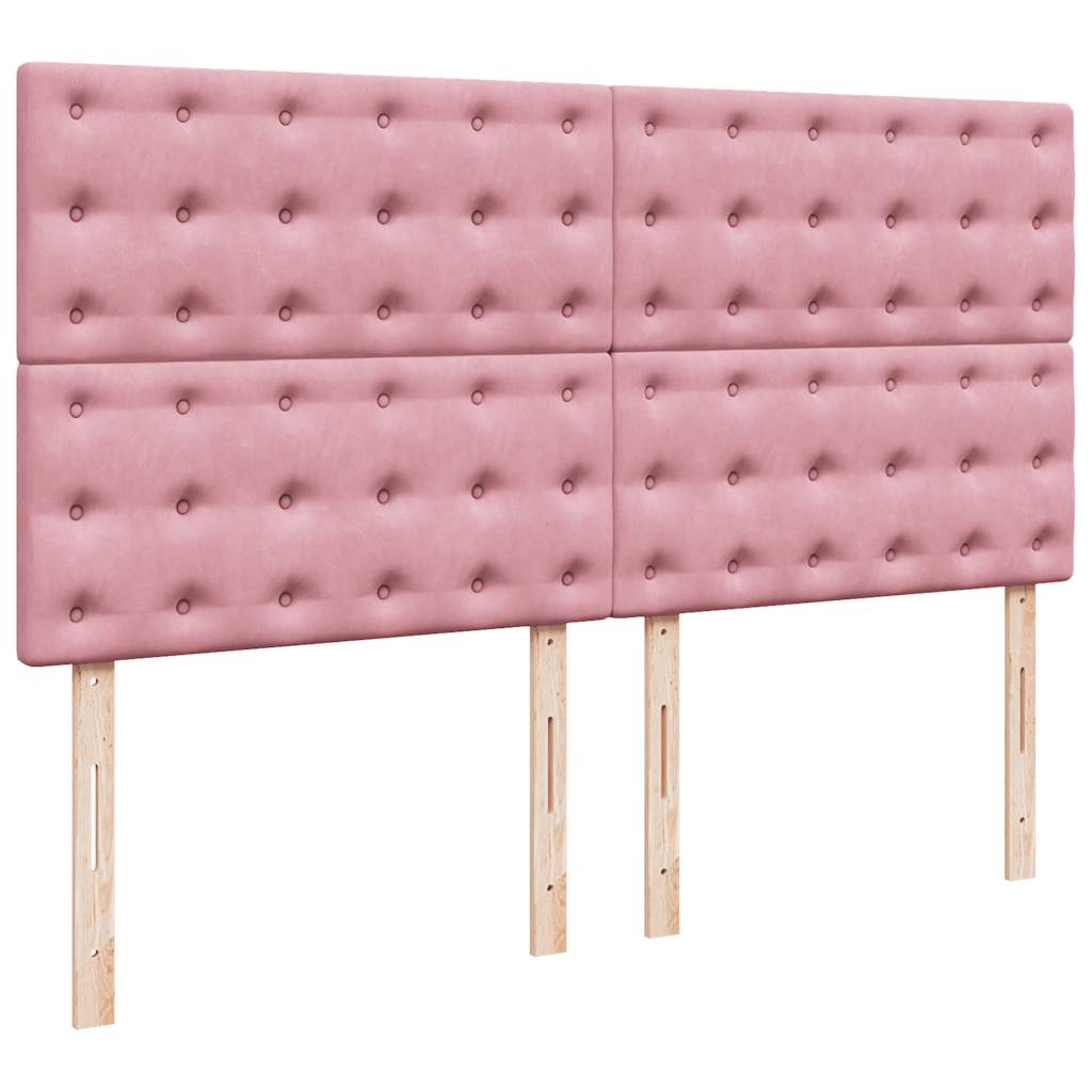 vidaXL Κρεβάτι Boxspring με Στρώμα Ροζ 180x200 εκ. Βελούδινο