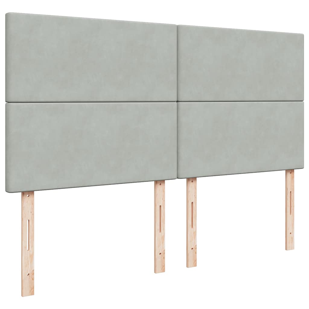 vidaXL Κρεβάτι Boxspring με Στρώμα Ανοιχτό Γκρι 200x200 εκ. Βελούδινο