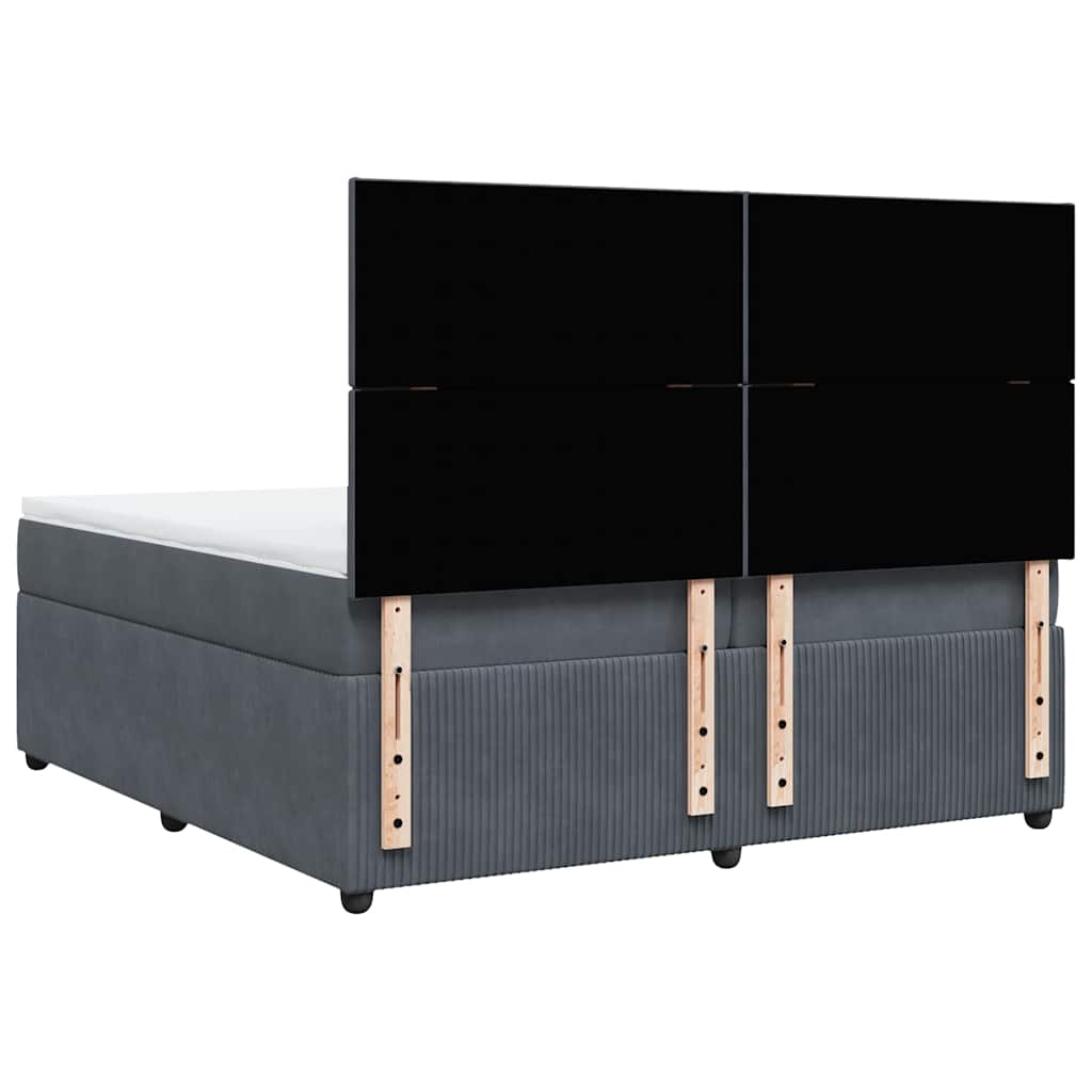 vidaXL Κρεβάτι Boxspring με Στρώμα Σκούρο Γκρι 200x200 εκ. Βελούδινο