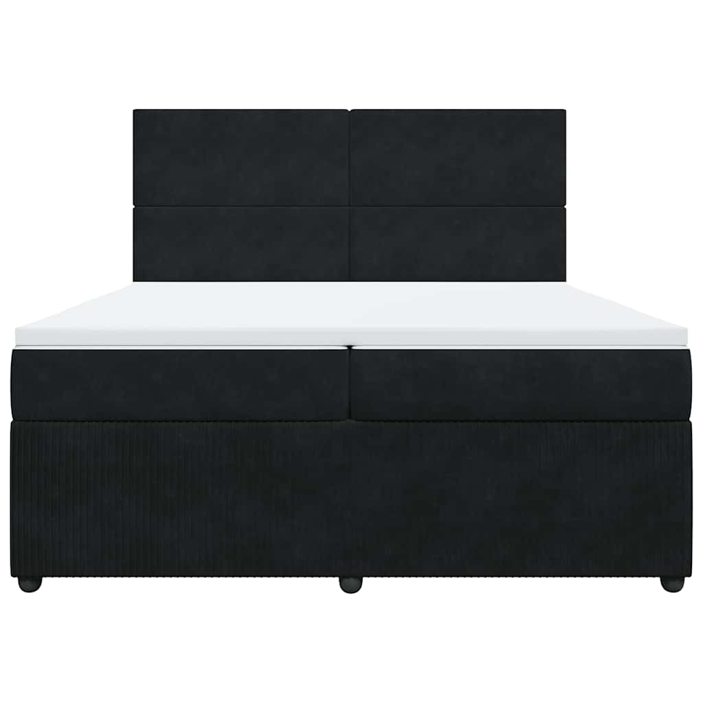 vidaXL Κρεβάτι Boxspring με Στρώμα Μαύρο 200x200 εκ. Βελούδινο