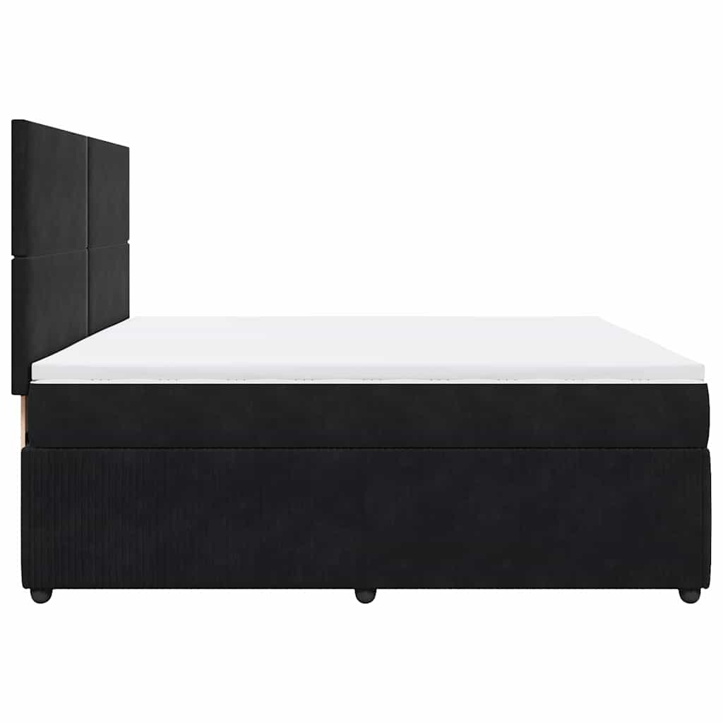 vidaXL Κρεβάτι Boxspring με Στρώμα Μαύρο 200x200 εκ. Βελούδινο