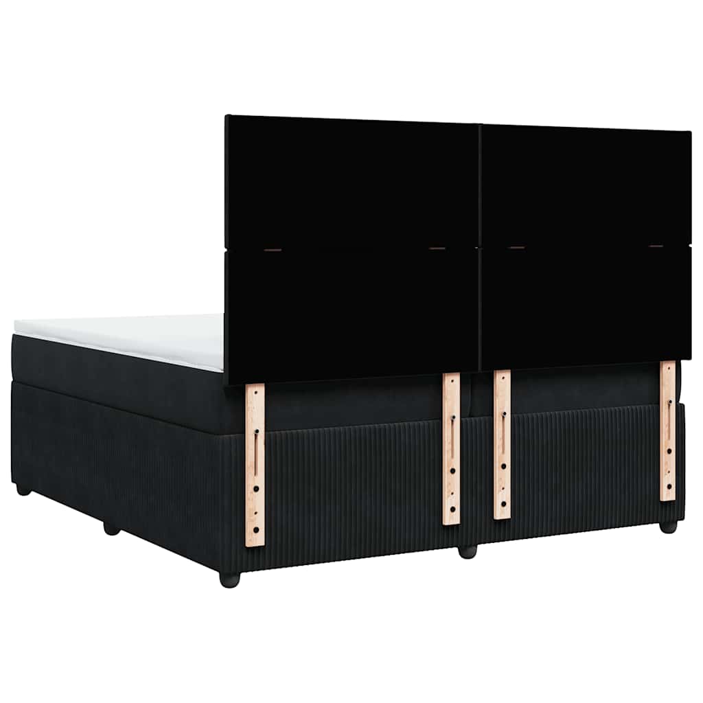 vidaXL Κρεβάτι Boxspring με Στρώμα Μαύρο 200x200 εκ. Βελούδινο
