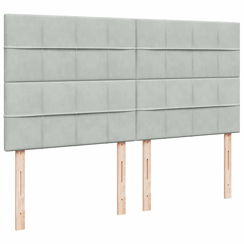 vidaXL Κρεβάτι Boxspring με Στρώμα Ανοιχτό Γκρι 200x200 εκ. Βελούδινο