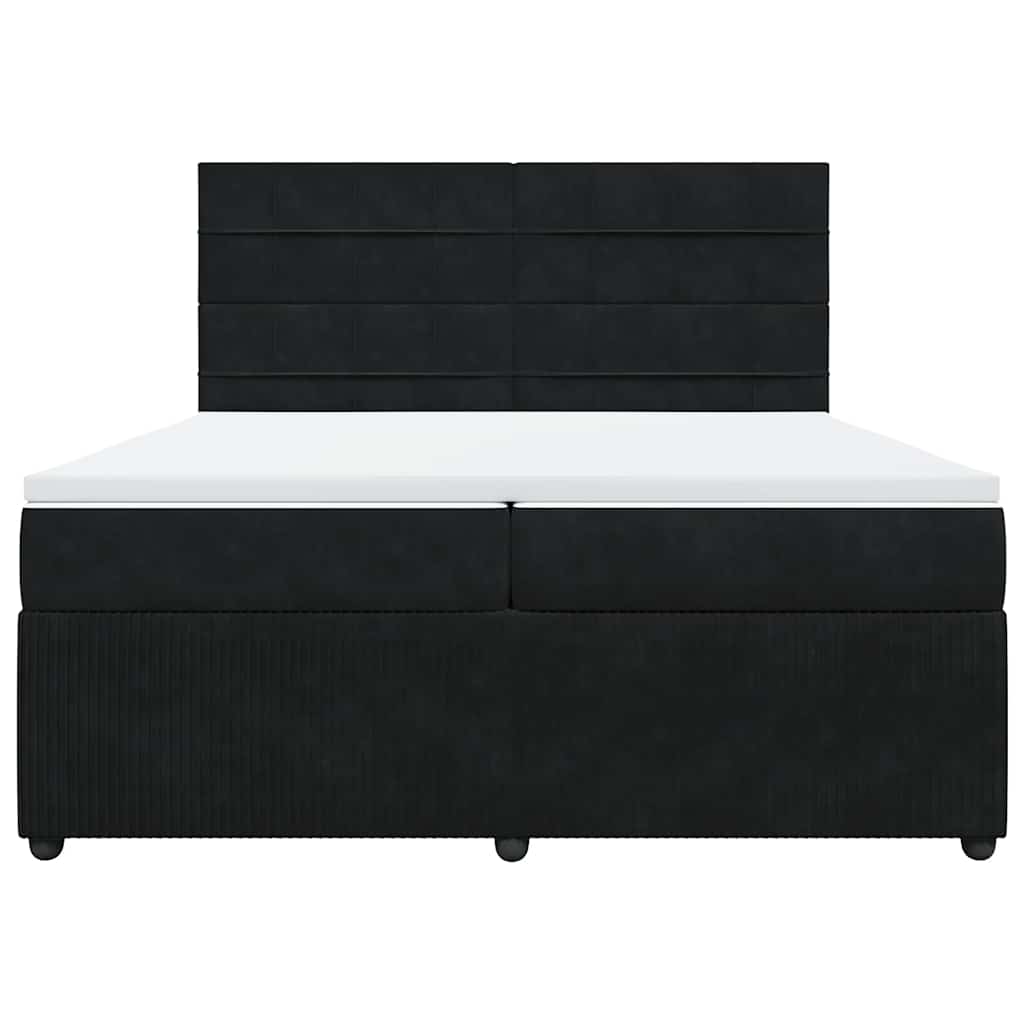 vidaXL Κρεβάτι Boxspring με Στρώμα Μαύρο 200x200 εκ. Βελούδινο