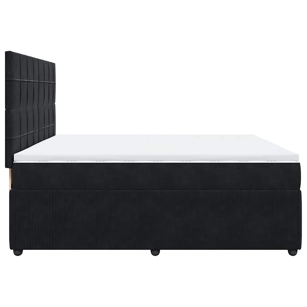 vidaXL Κρεβάτι Boxspring με Στρώμα Μαύρο 200x200 εκ. Βελούδινο