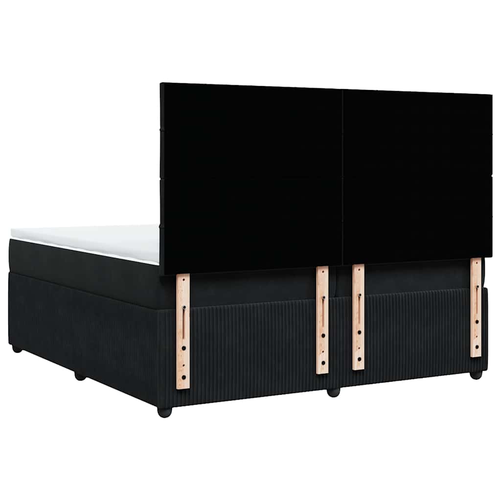 vidaXL Κρεβάτι Boxspring με Στρώμα Μαύρο 200x200 εκ. Βελούδινο