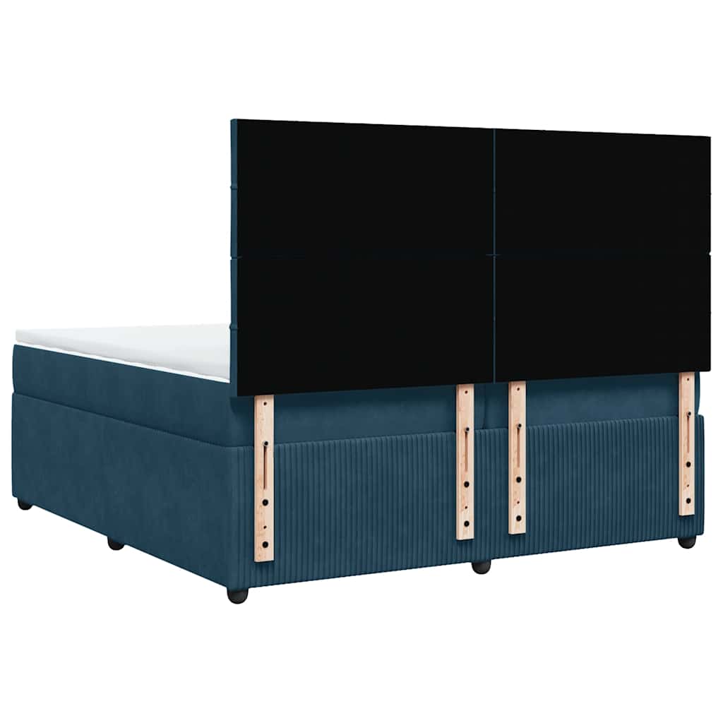 vidaXL Κρεβάτι Boxspring με Στρώμα Μπλε 200x200 εκ. Βελούδινο