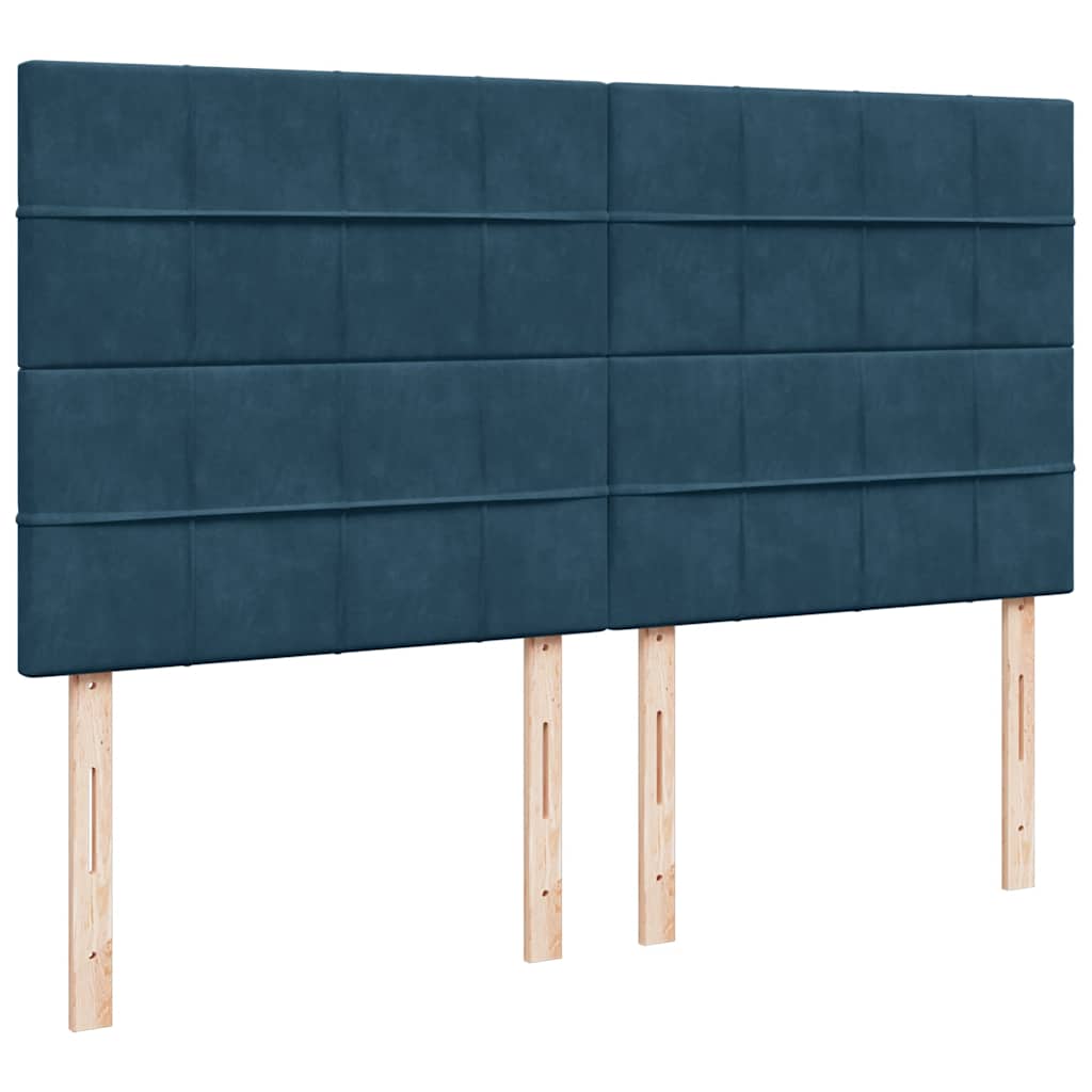 vidaXL Κρεβάτι Boxspring με Στρώμα Μπλε 200x200 εκ. Βελούδινο