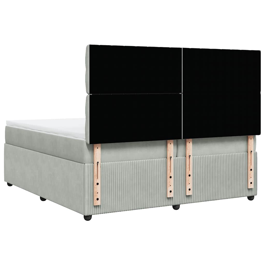 vidaXL Κρεβάτι Boxspring με Στρώμα Ανοιχτό Γκρι 200x200 εκ. Βελούδινο