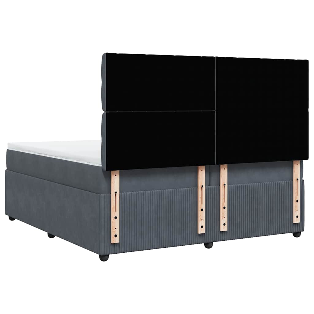 vidaXL Κρεβάτι Boxspring με Στρώμα Σκούρο Γκρι 200x200 εκ. Βελούδινο