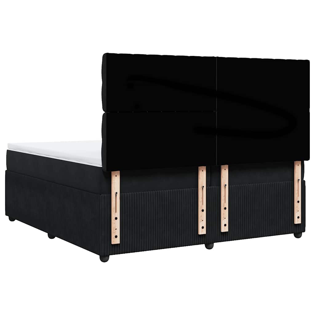 vidaXL Κρεβάτι Boxspring με Στρώμα Μαύρο 200x200 εκ. Βελούδινο