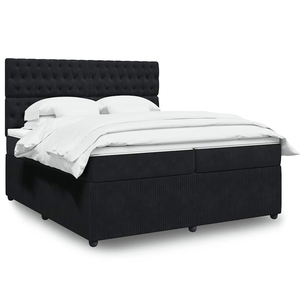 vidaXL Κρεβάτι Boxspring με Στρώμα Μαύρο 200x200 εκ. Βελούδινο