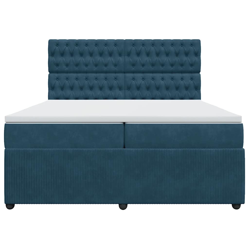 vidaXL Κρεβάτι Boxspring με Στρώμα Μπλε 200x200 εκ. Βελούδινο
