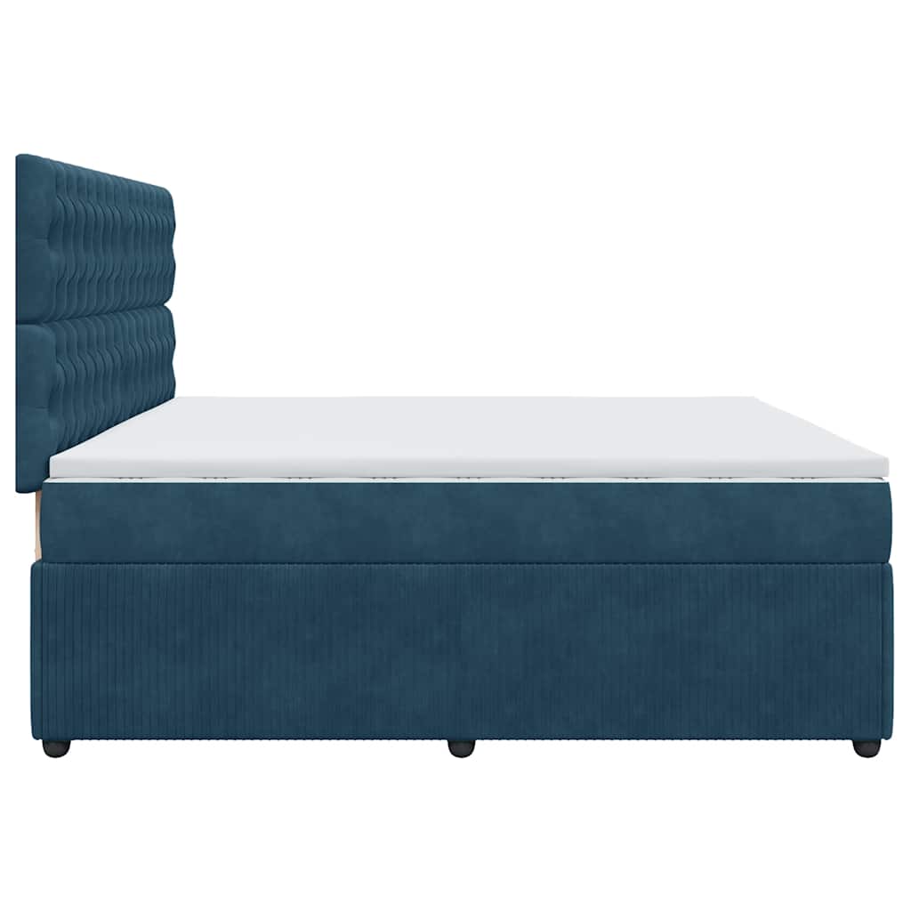 vidaXL Κρεβάτι Boxspring με Στρώμα Μπλε 200x200 εκ. Βελούδινο