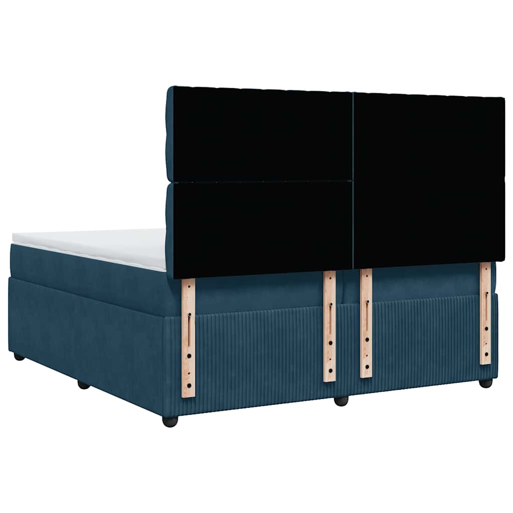 vidaXL Κρεβάτι Boxspring με Στρώμα Μπλε 200x200 εκ. Βελούδινο