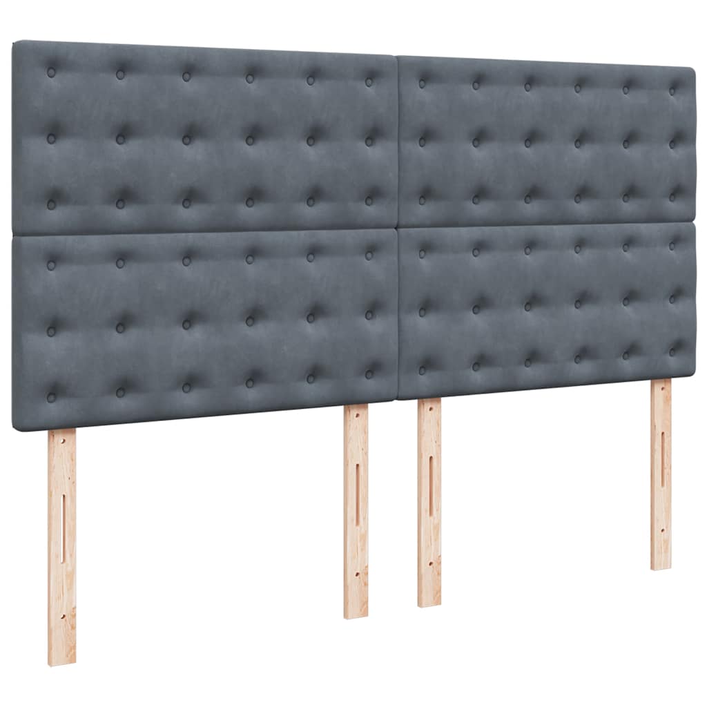 vidaXL Κρεβάτι Boxspring με Στρώμα Σκούρο Γκρι 200x200 εκ. Βελούδινο