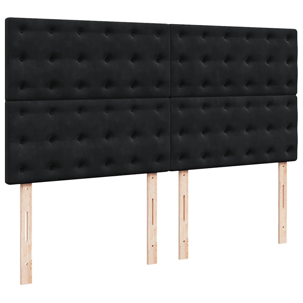 vidaXL Κρεβάτι Boxspring με Στρώμα Μαύρο 200x200 εκ. Βελούδινο