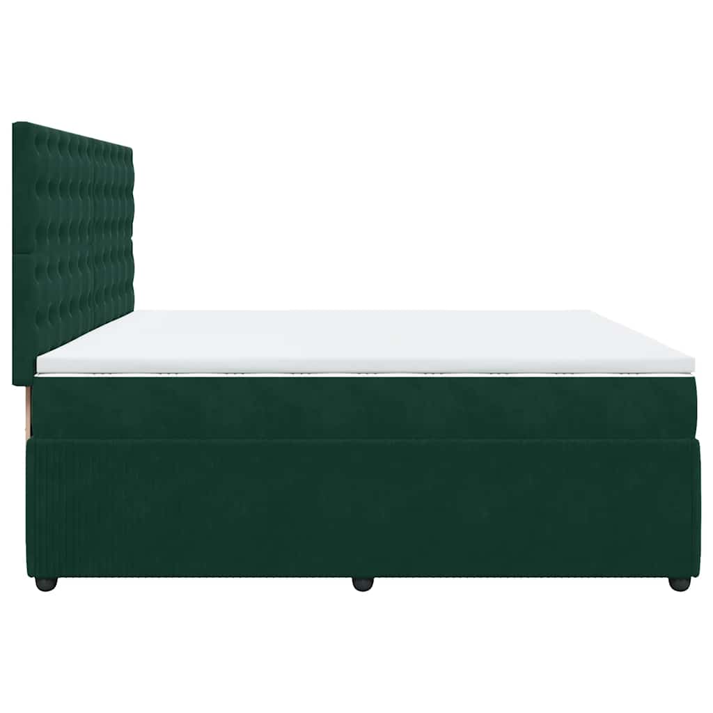 vidaXL Κρεβάτι Boxspring με Στρώμα Σκούρο Πράσινο 200x200εκ. Βελούδινο