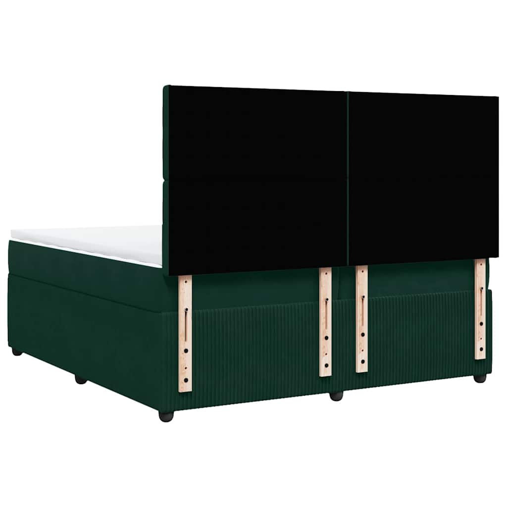 vidaXL Κρεβάτι Boxspring με Στρώμα Σκούρο Πράσινο 200x200εκ. Βελούδινο