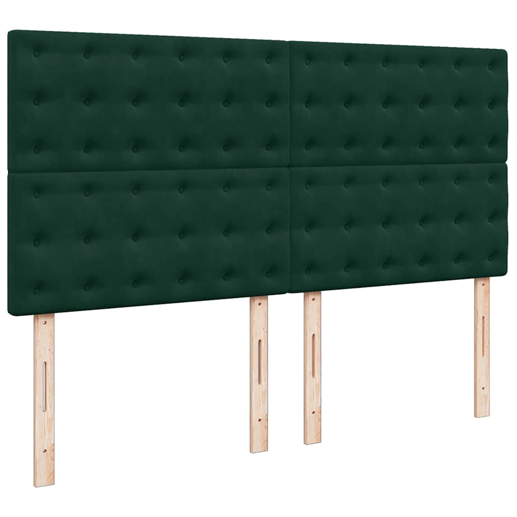 vidaXL Κρεβάτι Boxspring με Στρώμα Σκούρο Πράσινο 200x200εκ. Βελούδινο
