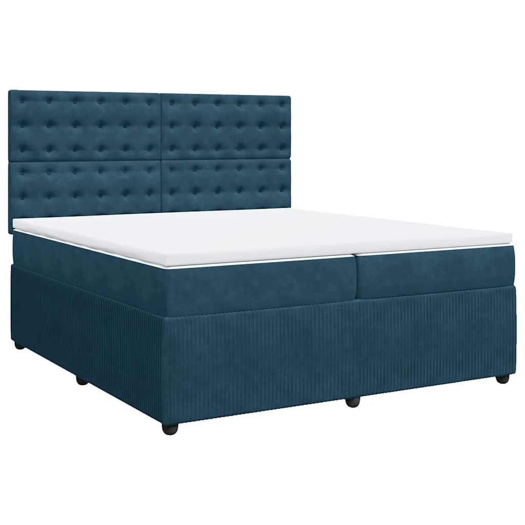 vidaXL Κρεβάτι Boxspring με Στρώμα Μπλε 200x200 εκ. Βελούδινο
