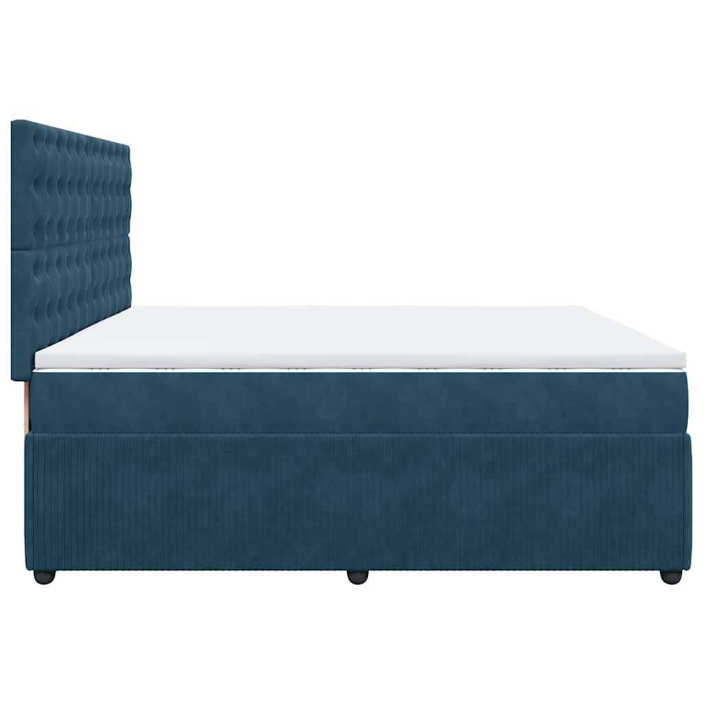 vidaXL Κρεβάτι Boxspring με Στρώμα Μπλε 200x200 εκ. Βελούδινο