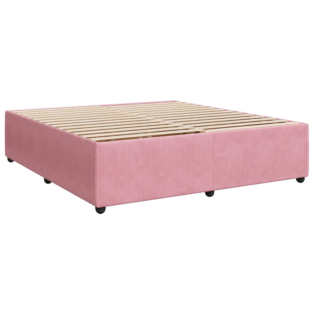 vidaXL Κρεβάτι Boxspring με Στρώμα Ροζ 200x200 εκ. Βελούδινο