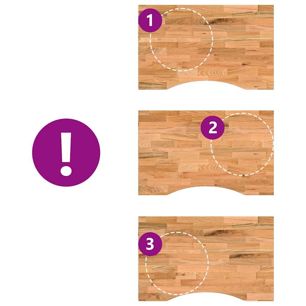 vidaXL Επιφάνεια Τραπεζιού Ορθογώνιος 80x60x2,5 εκ. Μασίφ Ξύλο Δρυός