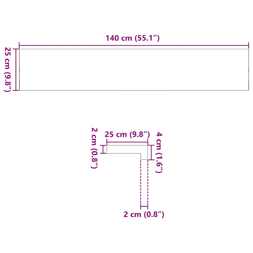 vidaXL Περβάζια παραθύρων 2 τεμ. Σκ. Καφέ 140x25x2εκ. Μασίφ Ξύλο Δρυός