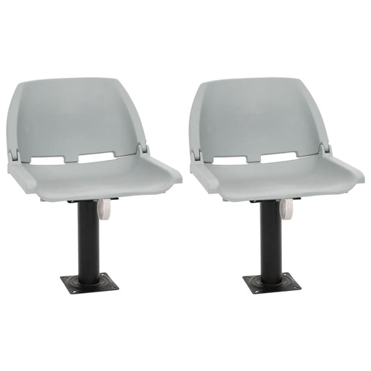 vidaXL Κάθισμα Σκάφους Πτυσσόμ. 4 τεμ. Γκρι 48x51x41 εκ Χωρίς Μαξιλάρι