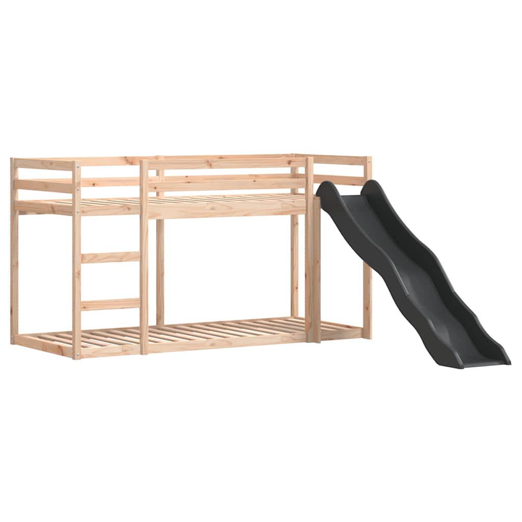 vidaXL Κουκέτα με Τσουλήθρα/Σκάλα 90x190 εκ. από Μασίφ Ξύλο Πεύκου