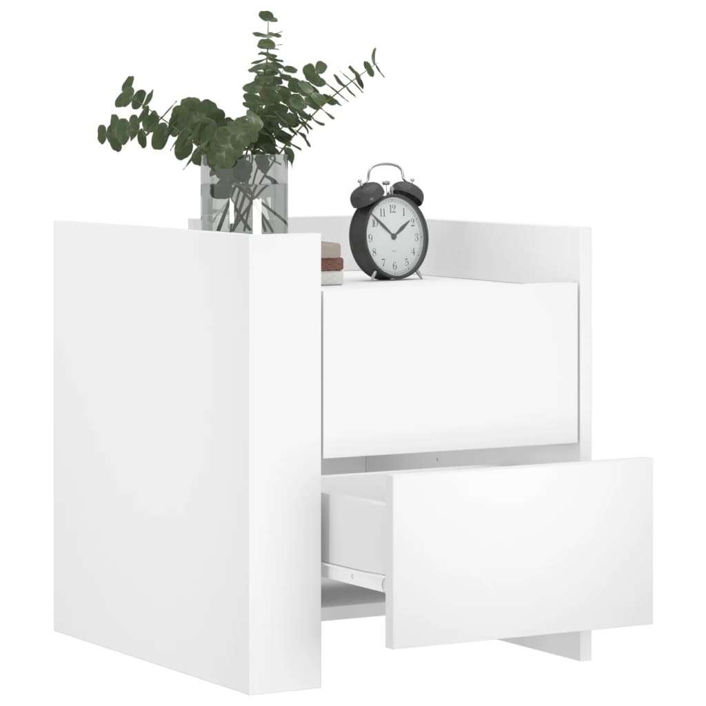 vidaXL Κομοδίνο Λευκό 45x50x50 εκ. από Επεξεργασμένο Ξύλο