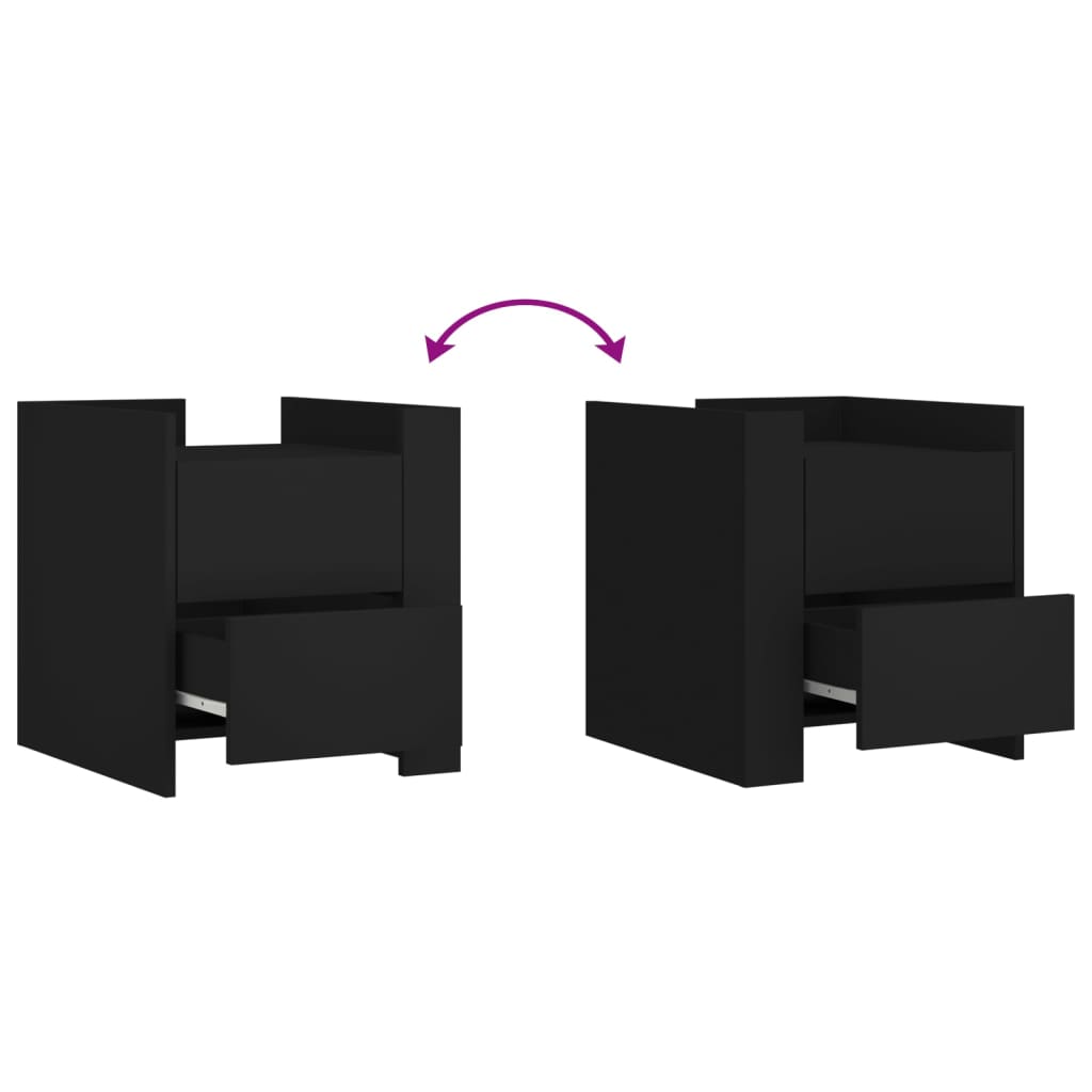 vidaXL Κομοδίνο Μαύρο 45x50x50 εκ. από Επεξεργασμένο Ξύλο