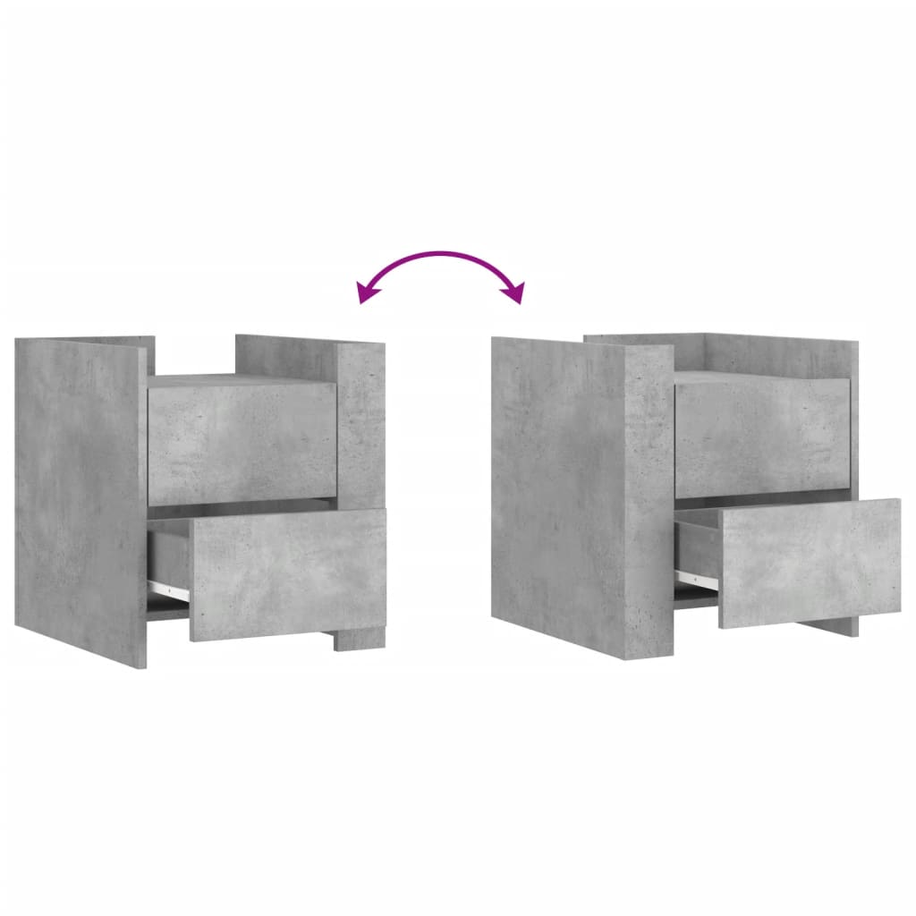 vidaXL Κομοδίνο Γκρι Σκυροδ. 45x50x50 εκ. από Επεξεργασμένο Ξύλο