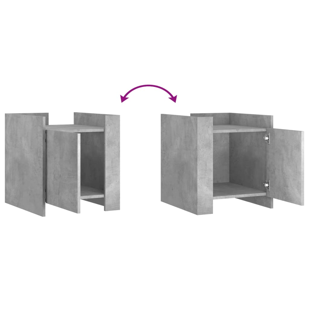 vidaXL Κομοδίνο Γκρι Σκυροδ. 45x50x50 εκ. από Επεξεργασμένο Ξύλο