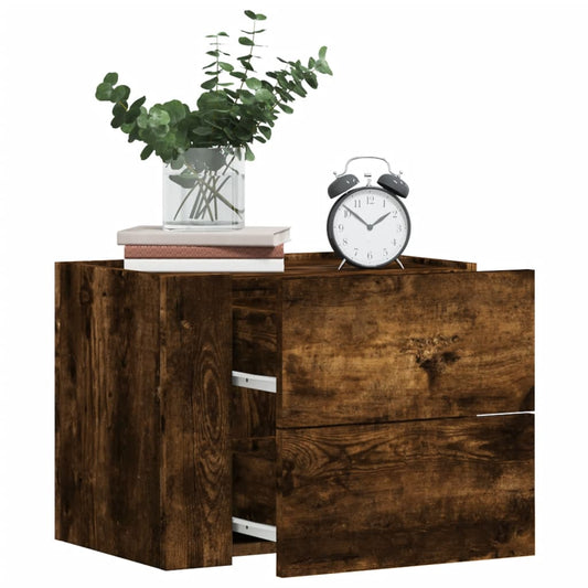 vidaXL Κομοδίνο Επιτοίχιο Καπνιστή Δρυς 45x30x35 εκ.