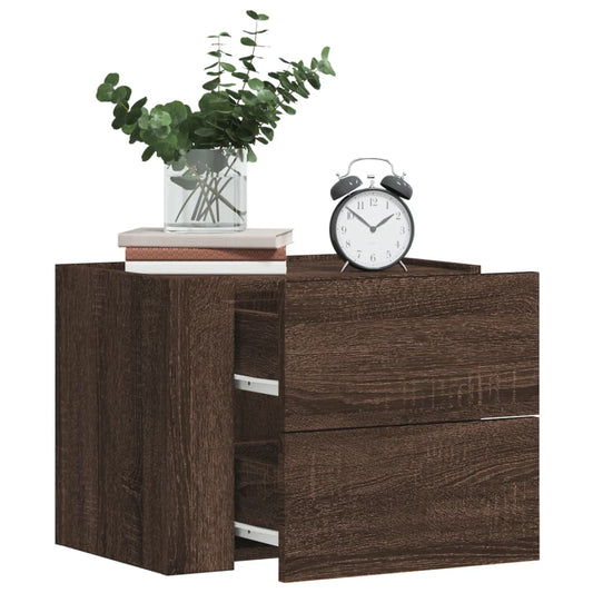 vidaXL Κομοδίνα Επιτοίχια 2 τεμ. Καφέ Δρυς 45x30x35 εκ.