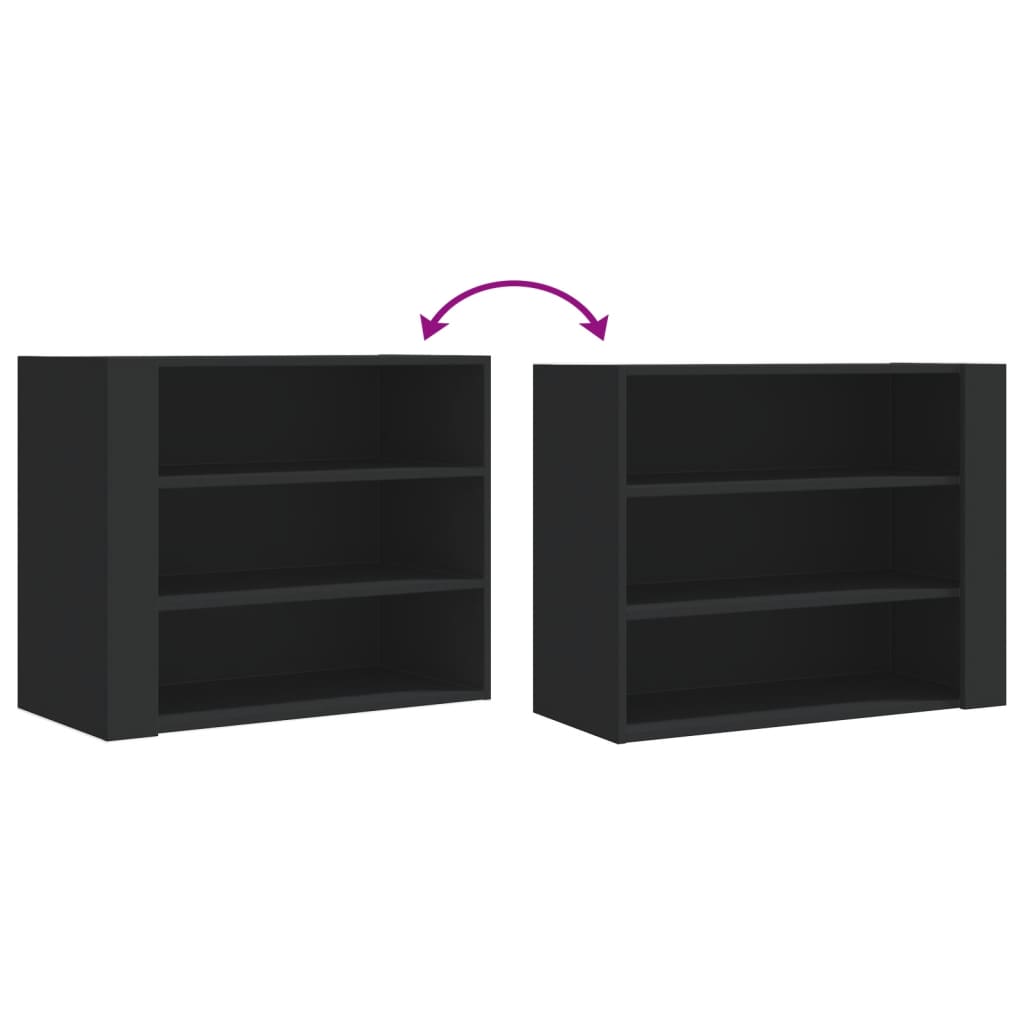 vidaXL Ντουλάπι Τοίχου Μαύρο 75x35x60 εκ. από Επεξεργασμένο Ξύλο