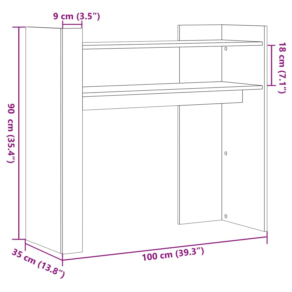 vidaXL Τραπέζι Κονσόλα Sonoma Δρυς 100x35x90 εκ. Επεξεργασμένο Ξύλο