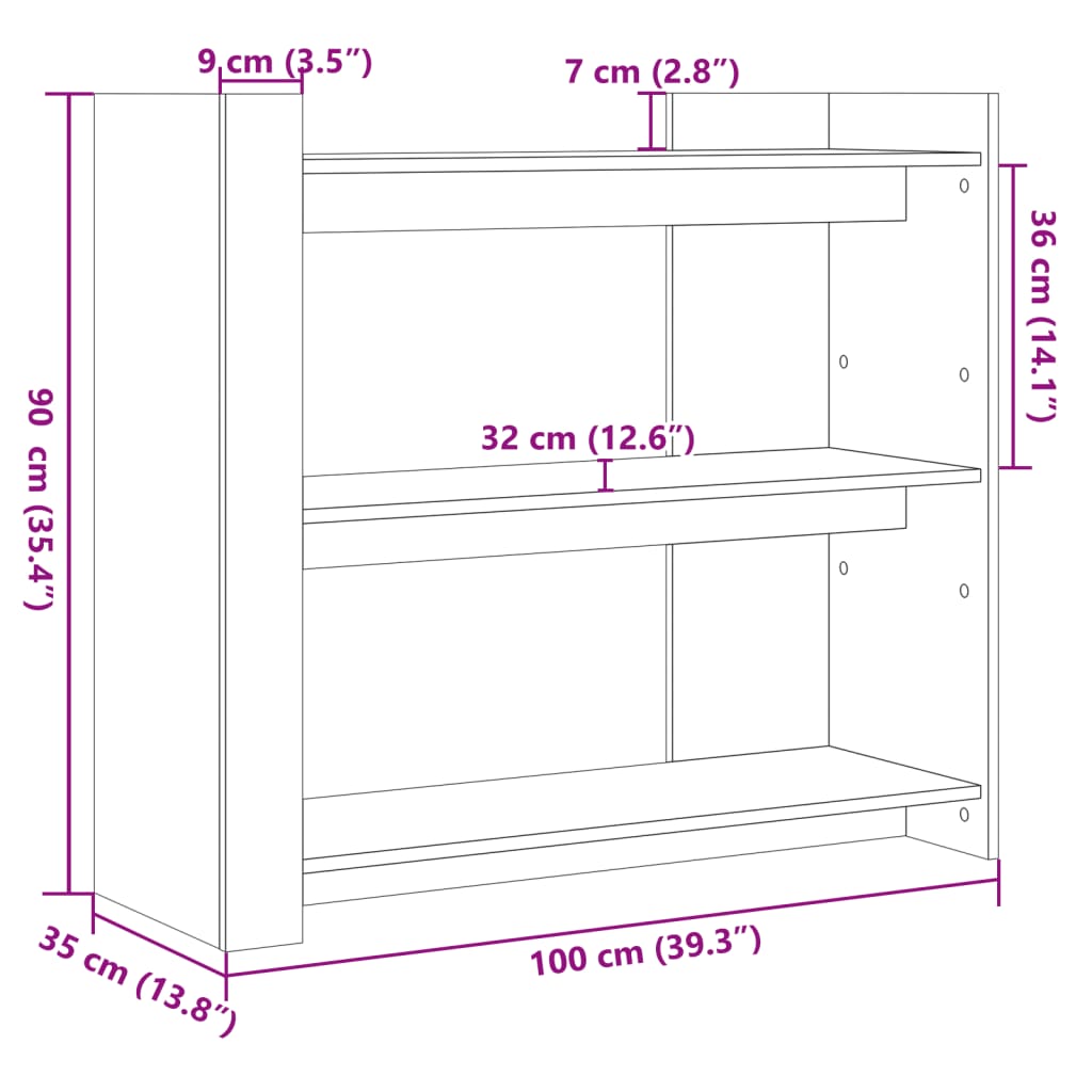 vidaXL Τραπέζι Κονσόλα Καπνιστή Δρυς 100x35x90 εκ. Επεξεργασμένο Ξύλο