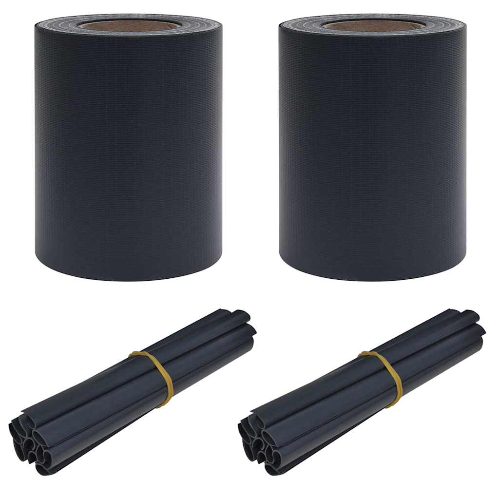 vidaXL Ράγες Ιδιωτικότητας Κήπου 2 τεμ PVC 35x0,19 μ Ματ Σκούρο Γκρι