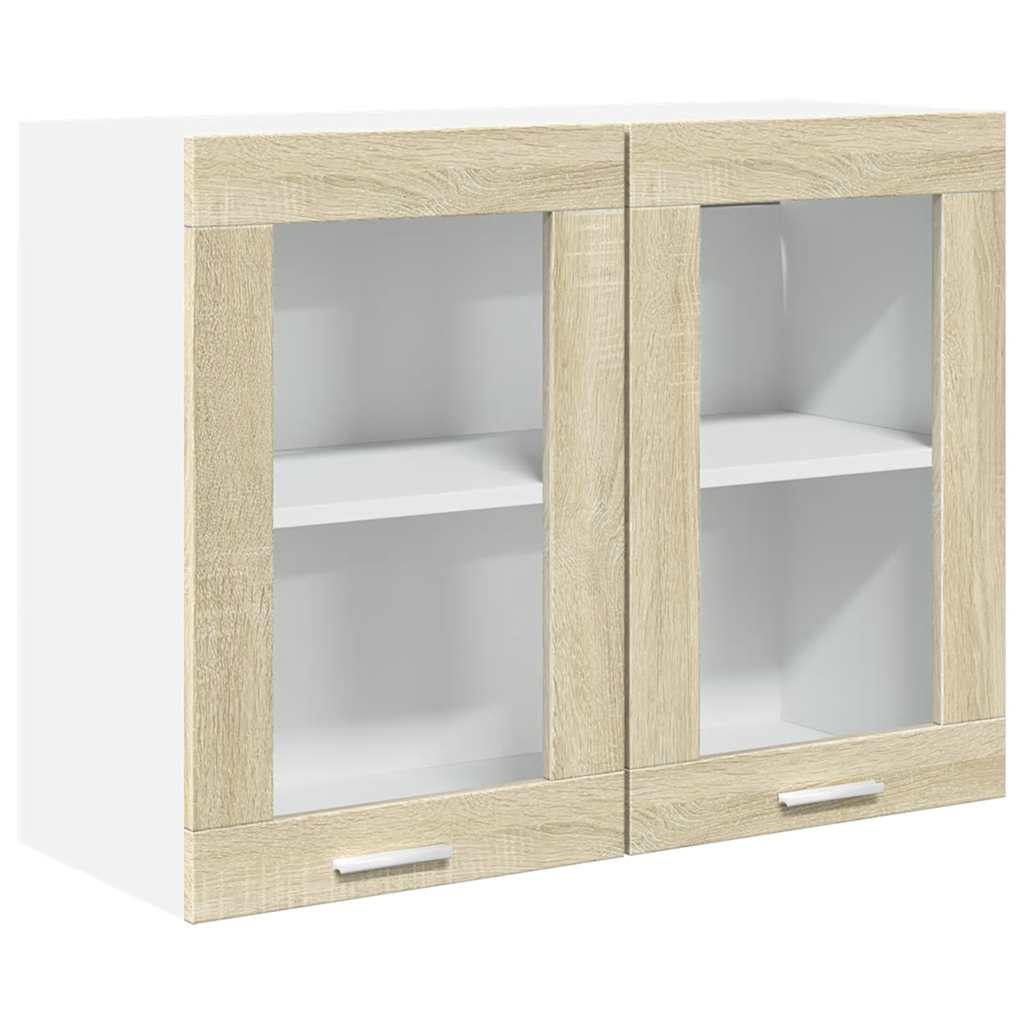 vidaXL Κρεμαστό Γυάλινο Ντουλάπι "Lyon" Ξύλο Sonoma Δρυς 80x31x60 εκ. από Τεχνητό Ξύλο