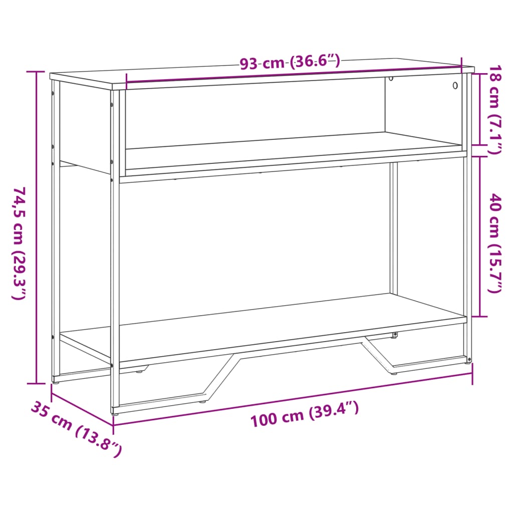 vidaXL Τραπέζι Κονσόλα Γκρι Sonoma 100x35x74,5 εκ. Επεξεργασμένο Ξύλο