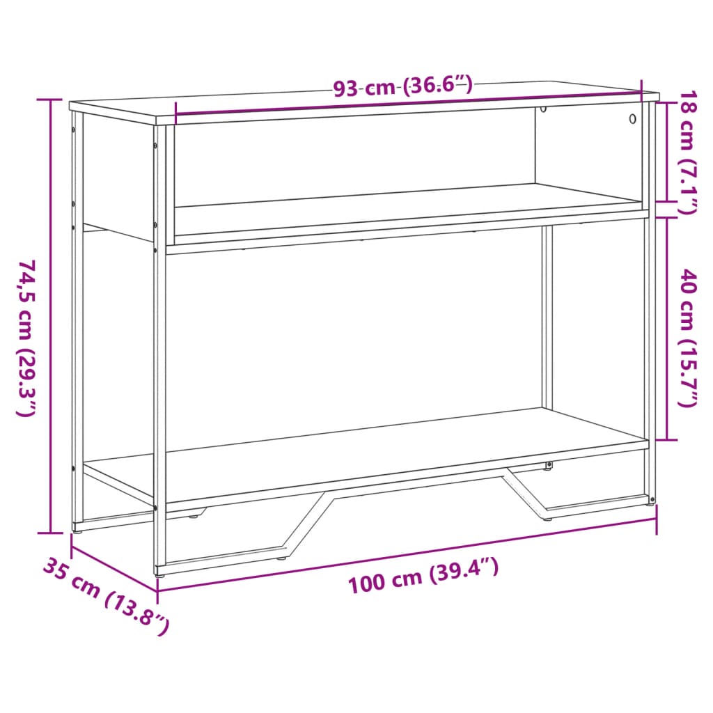 vidaXL Τραπέζι Κονσόλα Καφέ Δρυς 100x35x74,5 εκ. Επεξεργασμένο Ξύλο