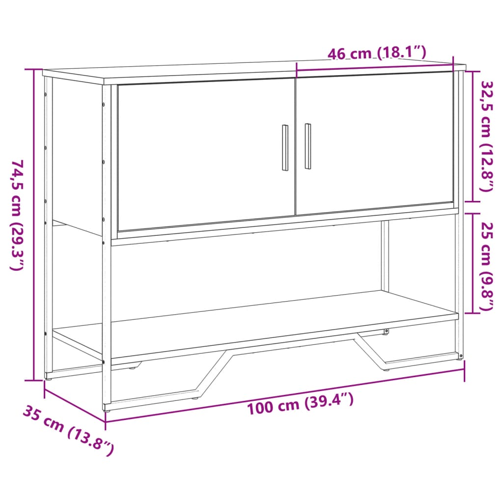 vidaXL Τραπέζι Κονσόλα Καφέ Δρυς 100x35x74,5 εκ. Επεξεργασμένο Ξύλο