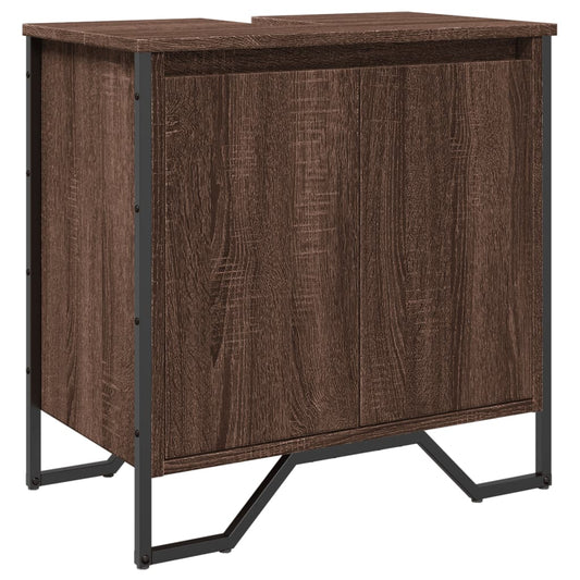vidaXL Ντουλάπι Νιπτήρα Μπάνιου Καφέ Δρυς 60x35x60 εκ. Επεξ. Ξύλο