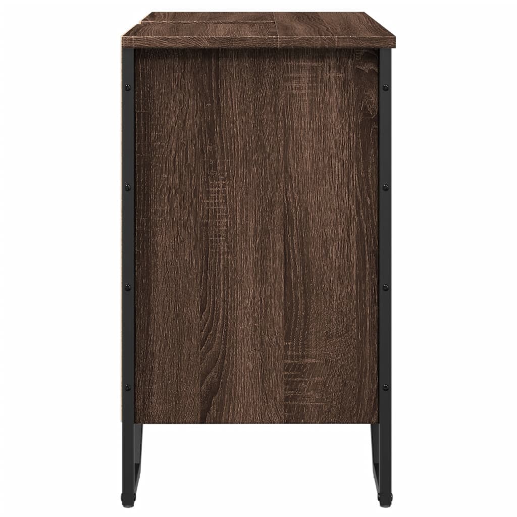 vidaXL Ντουλάπι Νιπτήρα Μπάνιου Καφέ Δρυς 60x35x60 εκ. Επεξ. Ξύλο