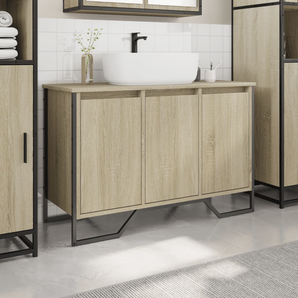 vidaXL Ντουλάπι Νιπτήρα Μπάνιου Sonoma Δρυς 91x35x60 εκ. Επεξ. Ξύλο