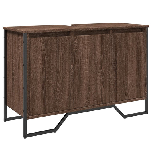 vidaXL Ντουλάπι Νιπτήρα Μπάνιου Καφέ Δρυς 91x35x60 εκ. Επεξ. Ξύλο